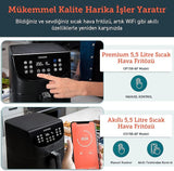 COSORI Akıllı WiFi Sıcak Hava Fritözü 5.5 Litre Air Fryer XXL, Kare ve Çıkarılabilir Basket, 13 Fonksiyon, 100'den Fazla Tarif ve 11 Ön Ayar, Bulaşık Makinesinde Yıkanabilir, Siyah