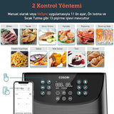 COSORI Akıllı WiFi Sıcak Hava Fritözü 5.5 Litre Air Fryer XXL, Kare ve Çıkarılabilir Basket, 13 Fonksiyon, 100'den Fazla Tarif ve 11 Ön Ayar, Bulaşık Makinesinde Yıkanabilir, Siyah